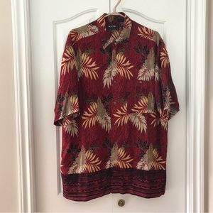 ALOHA STYLE Men’s Button Down Breast Pocket-Contrast Hemline Shirt Large…